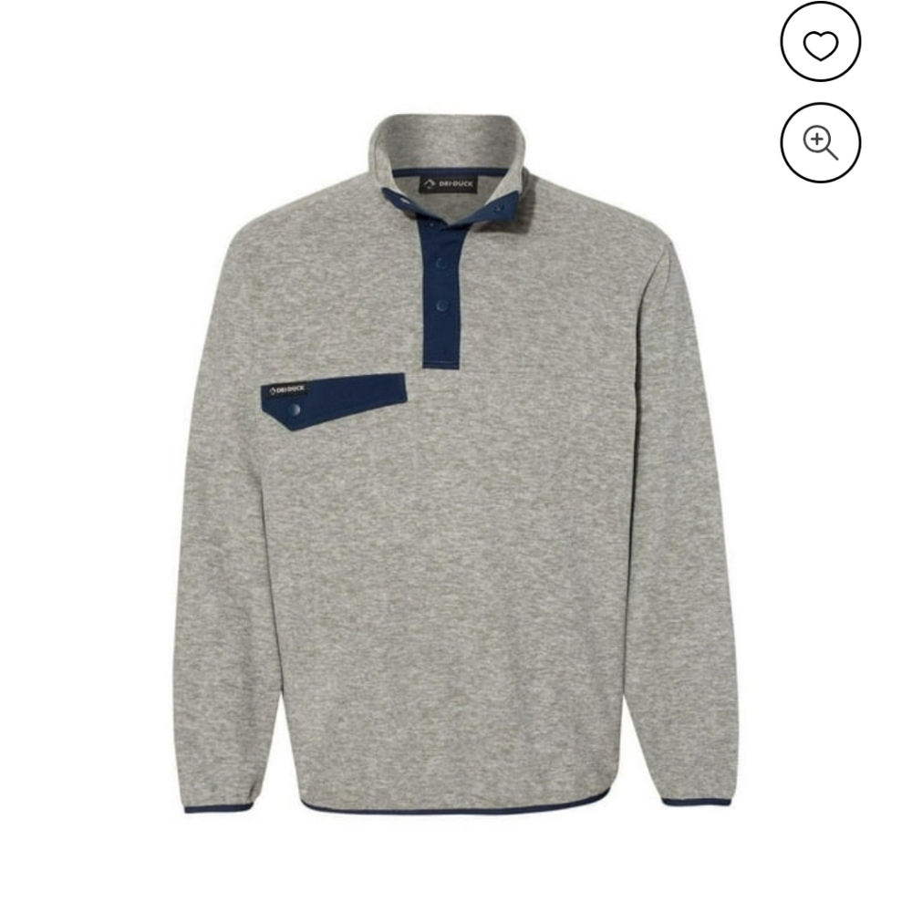 Dri Duck Mens Denali Fleece Pullover Jacket Gray And Blue Size Large
